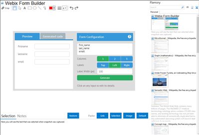 Webix Form Builder - Flamory bookmarks and screenshots