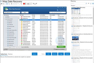 Wise Data Recovery - Flamory bookmarks and screenshots